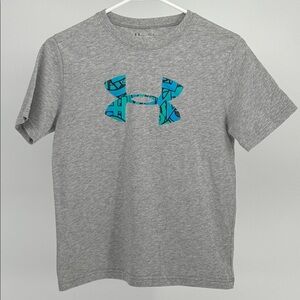 Under Armour heatgear boys gray short sleeve t-shirt size youth L.